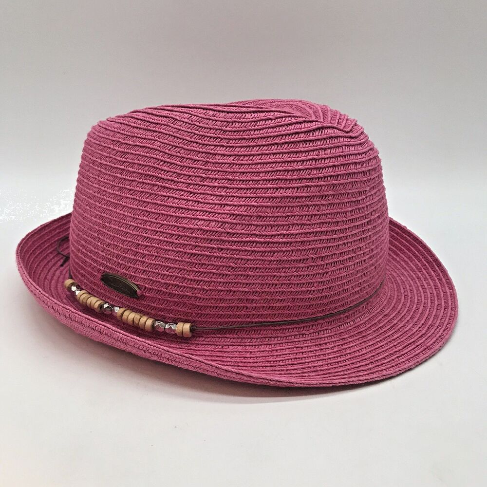 Panama Jack Short Brim Straw Fedora Women's OSFM Band Trilby Cuban Summer Beach - Picture 3 of 10